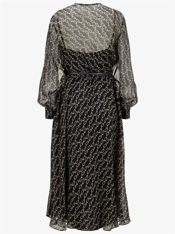 Max Mara Studio Umile Kjole, Navy Chains Print